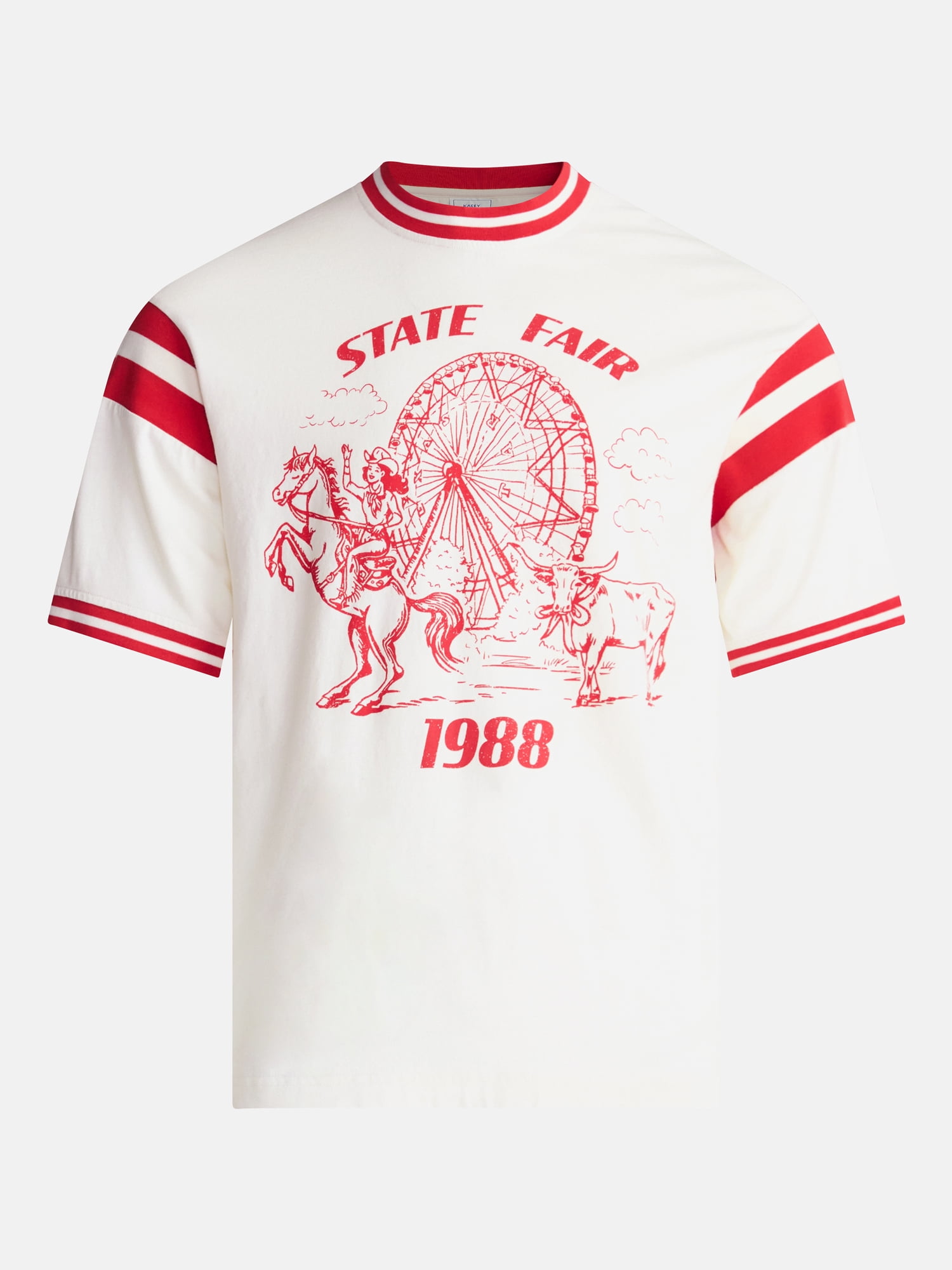 Kacey Lee Men's and Big Men's State Fair Graphic Ringer Tee, Sizes S-2XL