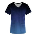 thumbnail image 4 of EGNMCR Hauts de Sarrau d'Infirmière pour Femmes Mode à Imprimé Dégradé Uniforme de Travail Manches Courtes Col en V Blouse T-shirt de Travail avec Poches, 4 of 5