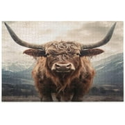 Wellsay Highland Cattle Jigsaw Puzzles for Adults or Kids 500 Piece,Decompression Fun Family Puzzles Game for Christmas Holiday Toy Gift671