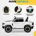 thumbnail image 3 of RAM 1500 Ride on Car Toy for Kids, 12V Powered Ride on Truck Toy with Remote Control, 4 Wheel Suspension, Safety Belt, Music, Bluetooth, LED Lights, Electric Cars for 3-5 Yrs Boy Girl, White, 3 of 12