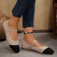 thumbnail image 5 of Rokment Color Block Knit Ballet Flat Dressy Shoes for Women Ladies Comfortable Lightweight Round Toe Ankle Strap Slip on Low Heels Walking Loafers Fall Casual Dress Dance Mary Jane Black Size 6.5, 5 of 7
