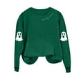 thumbnail image 7 of YOIAVAIOY Womens Ghost Sweatshirt Novelty Graphic Print Fleece Sweatshirts Long Sleeve Round Neck Festival Tops Causal Holiday Outfits Army Green S, 7 of 7