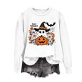 thumbnail image 4 of Women's Long Sleeve Crew Neck Sweatshirt Halloween Cute Ghost Pumpkin Graphic Relaxed Fit Casual Holiday Pullover Tops, 4 of 5