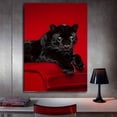 thumbnail image 6 of Mudket Black Panther on Red Sofa Red Background Canvas Wall Art, Moody Luxury Wildlife Cool Posters Print Waterproof Canvas for Office Man Cave Home Decor , Framed Ready to Hang - 12"L x 8"W, 6 of 9