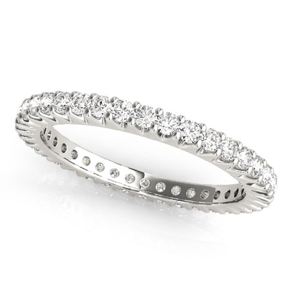 18K Diamond Eternity Wedding Band In Solid White,Yellow & Rose Gold