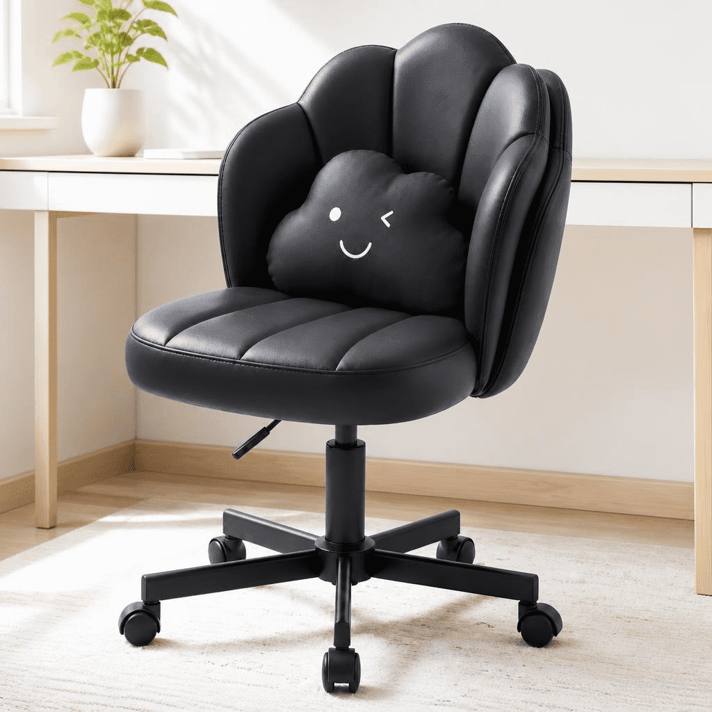 CloudRest Pro Vanity Desk Chair ,18.5" Extra Wide Seat Height Adjustable Furry Desk Chair with Cloud Pillow for Living Room & Bedroom,