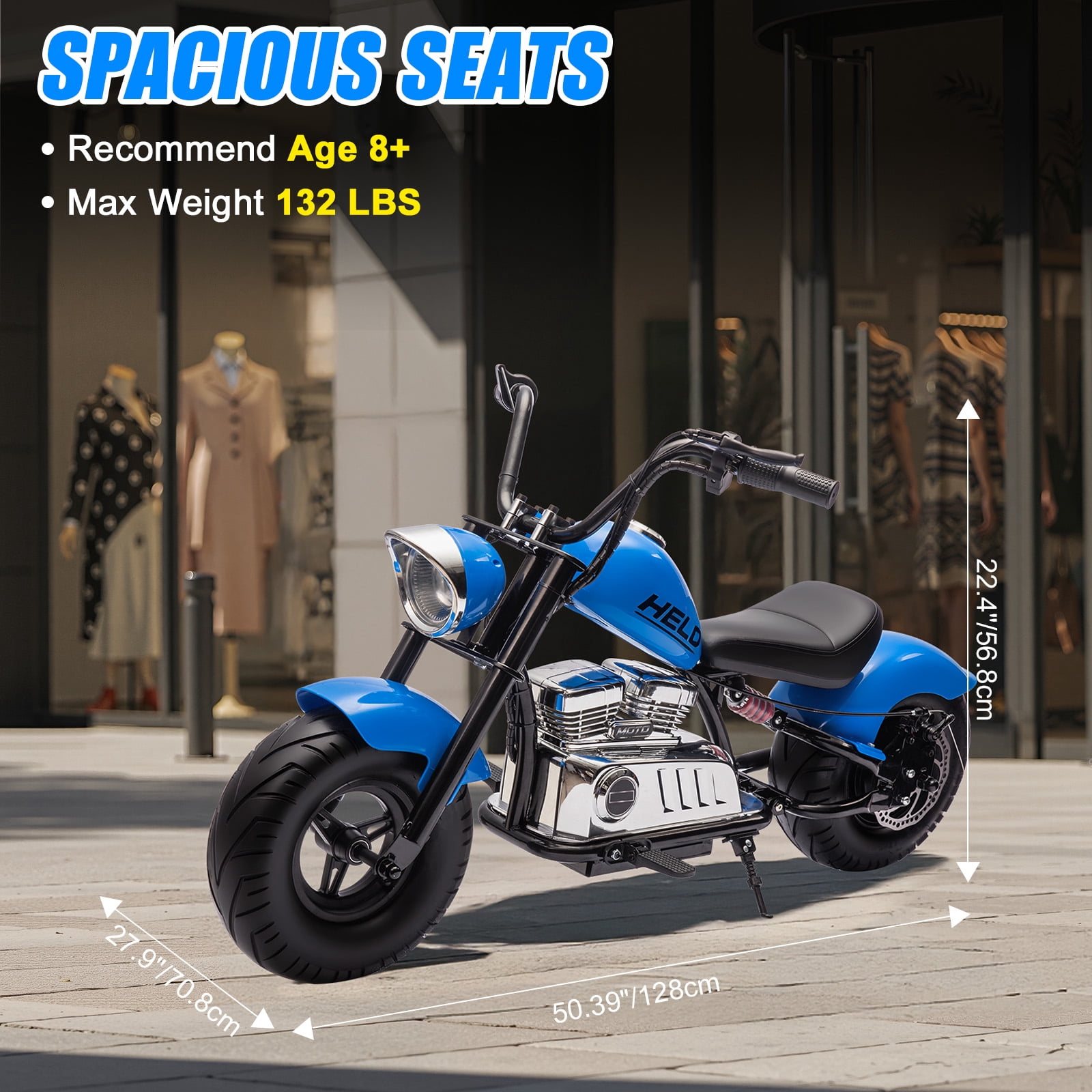 MUKIDY 24V Electric Motorcycle for Kids, 250W Ride on Motorcycle with Twist Grip Throttle, Key Start, Music, Speed up to 12.4 mph, Age 8+, Blue