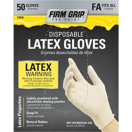 Firm Grip Disposable Latex Glove, 50ct