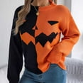 thumbnail image 5 of Drses‌‌ ‌‌‌‌‌‌‌‌‌‌‌‌‌‌‌‌Women's Halloween Knit Sweater - Pumpkin Long Sleeve Crew Neck Casual Pullover Top, 5 of 6