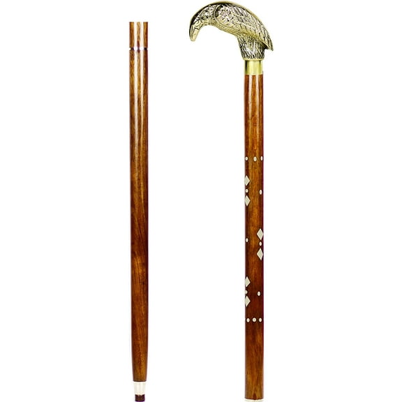 Aluminum & Brass Decorative Rosewood Walking Cane | Full Size Walking-Stick for Men & Women |