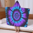thumbnail image 5 of Blue Purple Tie Dye Pattern Hooded Bath Towel，50"x30" for Ages 3 To 12 Kids, Quick Dry Lightweight Soft Microfiber Hood Beach Towel Cover Up for Kids, 5 of 7