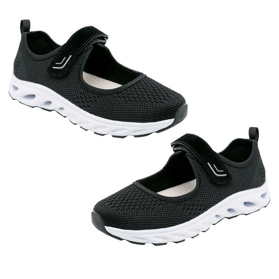 PAMINGONO Women Shoes 1 Pair of Black Mesh for Middle Aged with Slip On Design