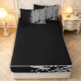 thumbnail image 4 of Manfei Geometric Check Zipper Queen Comforter Set with Fitted Sheet and 2 Pillowcases,Modern Pixel Zipper Bedding Set,Black Gray White,Black Reversible,4pcs, 4 of 8