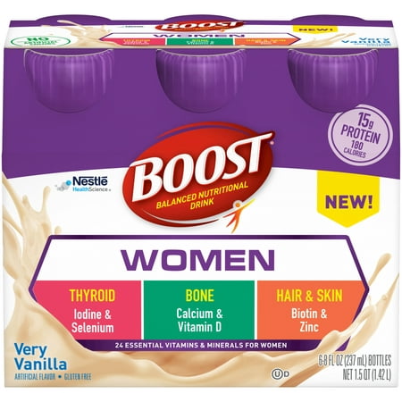 Boost Women Nutritional Drink, Very Vanilla, 15 g Protein, 24 Count (4 - 6 Packs)