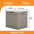 thumbnail image 2 of Uforic 31.2 Gallon Weatherproof Resin Outdoor Deck Box Lockable Storage with Side Handles for Patio Garden Poolside, Light Brown, 2 of 8