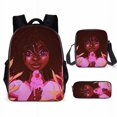 thumbnail image 1 of African Girl Cartoon Image African Girl School Bag Novelty Student Backpack Backpack Three Piece Set, 1 of 2