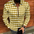 thumbnail image 4 of VgaVtl Long Sleeve Mens Shirts Turn Down Collar Checkered Mens Clothes Button Office Casual Bottoming Yellow Loose Shirts,L, 4 of 8