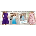 thumbnail image 2 of XADYUY Girl's Summer Twirly Dress Twirly A-Line Short Sleeve Midi Dress Butterfly Crew Neck Swing Basic Sundresses with Pockets for 4-14t Kids,Purple 7-8 Years, 2 of 9