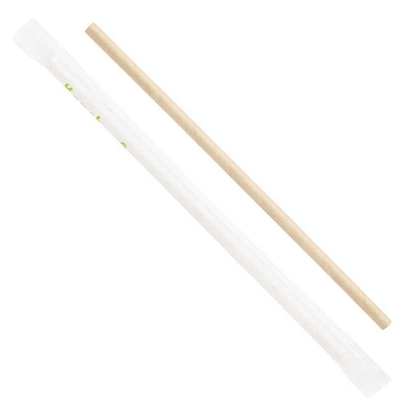 Karat Earth 7.75" Paper Jumbo Straw, Paper Wrapped - Kraft -2,000 ct