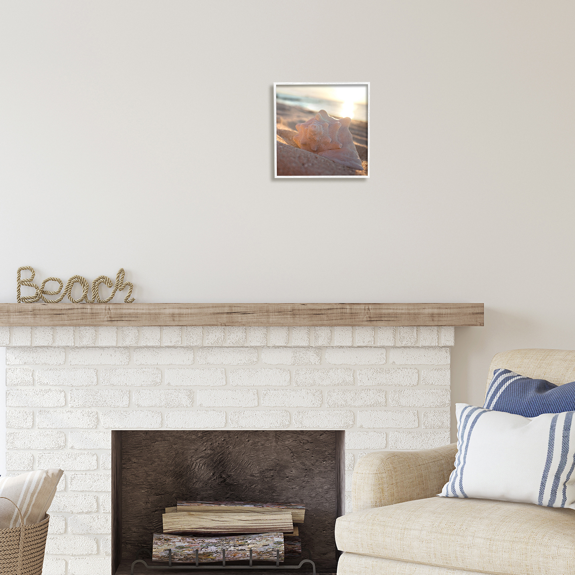 Stupell Industries Sunlit Conch Shell Nature Photography White Framed Art Print Wall Art, 12 x 12