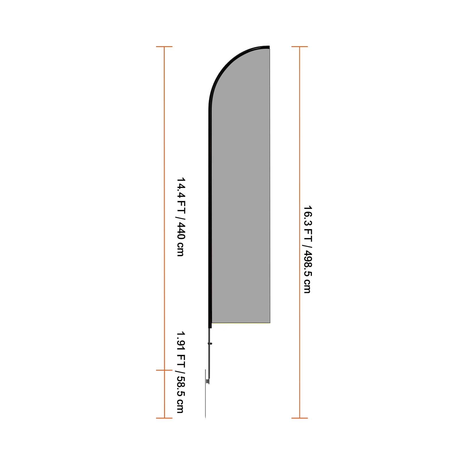 KFFKFF Feather Banner Pole Kit, Flutter Flag Pole Assembly 16.3 ft, Commercial Advertising Flag Poles for Outdoor Use, Comes with A Ground Spike and Transport Bag (Flag Not Provided)