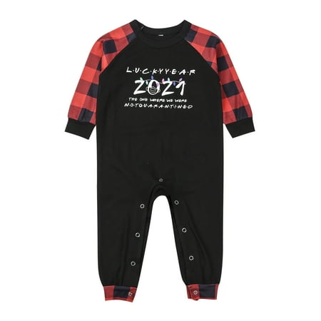 

Puloru Christmas Parent-child Outfit Plaid Long Sleeve Sleepwear/Jumpsuit