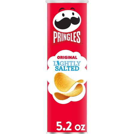 Pringles Lightly Salted Original Potato Crisps Chips, Lunch Snacks, 5.2 oz Canister