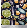 thumbnail image 2 of Soimoi Blue polyester Crepe Fabric Mixed Vegetable Print Sewing Fabric Yard 52 Inch Wide, 2 of 3