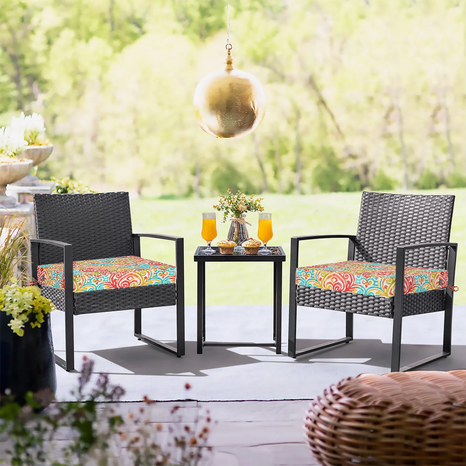 MAGPIE Indoor Outdoor 22" x 20"x 4" Chair Cushion Cover Replacement 2 Pack, NO Insert! Seat Cushion for Patio Garden Chair Sofa Bench Wicker(Corinthian Dapple)