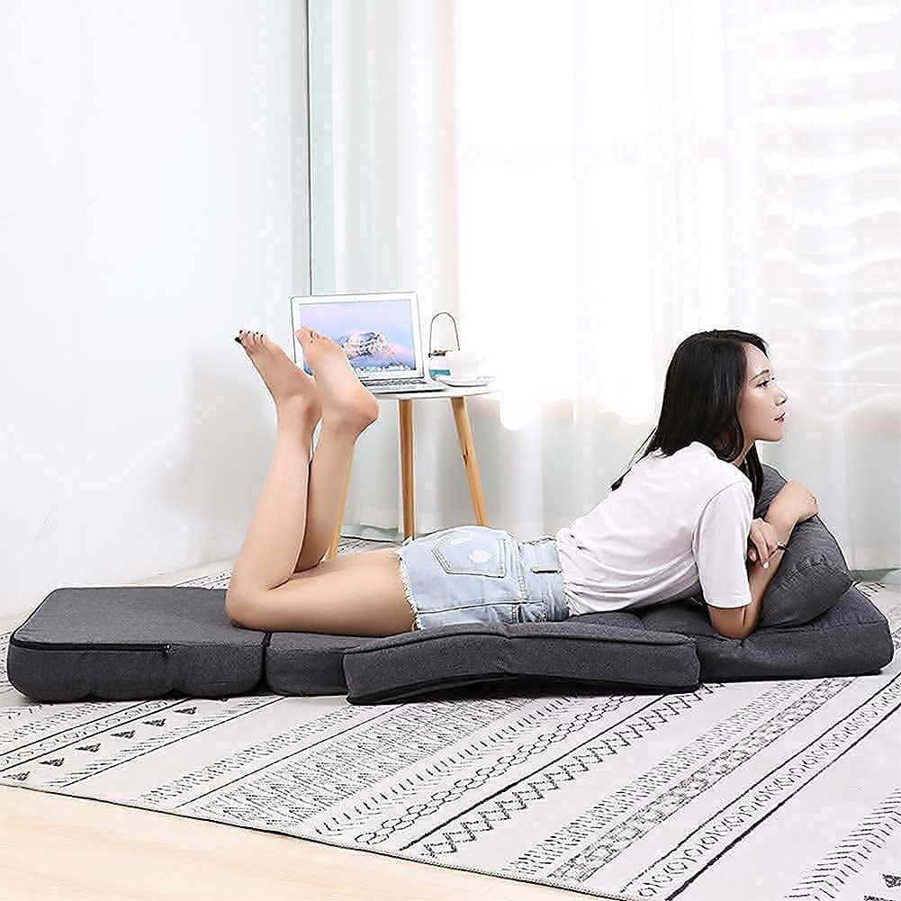 14-Position Adjustable Floor Chair, Chaise Lounge Indoor, Folding Lazy Sofa with Armrests and a Pillow Padded Adults Gaming Chairs for Living Room, Bedroom