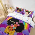 thumbnail image 2 of Castle Fairy Glam Princess Duvet Cover Queen,Rainbow Glitter Print Queen Bedding,Purple Black,1 Duvet Cover and 2 Pillowcases, 2 of 6