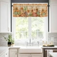 thumbnail image 2 of Fall Orange Pumpkin Kitchen Curtain Valances for Windows Farmhouse Short Curtains, Leaves Sunflowers Plaid Thanksgiving Rod Pocket Valance Curtain for Bedroom Cafe Living Room 54"x18", 2 of 6