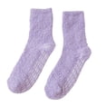 thumbnail image 2 of Medianos morados de talla única, calcetines de terciopelo coral que no se desprenden para mujer, calcetines antideslizantes de color sólido con pegamento, calcetines cálidos de otoño e invierno,, 2 of 8
