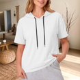 thumbnail image 4 of Women's Short Sleeve Hoodie Tops Casual Loose Fit Pullover Sweatshirts Soft Lightweight Fall Winter Daily Wear by Yigetop White 3XL, 4 of 4