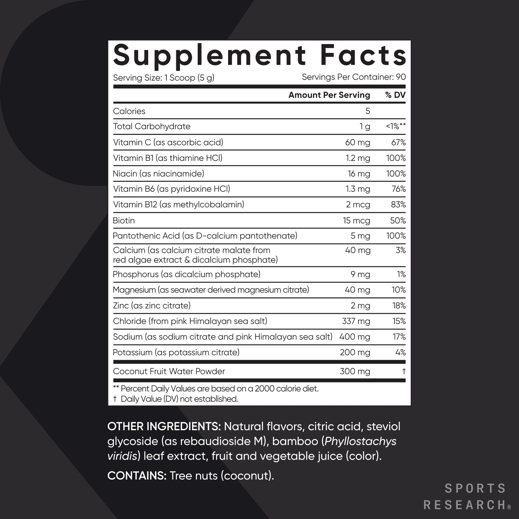 Sports Research® Hydrate Cherry Pomegranate Drink Mix (90 Servings) Refreshing Electrolyte Power