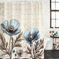 thumbnail image 3 of Vintage Flowers Waterproof Fabric Shower Curtain,Teal Blue Floral Brown Butterfly Leaf Waterproof Fabric Shower Curtain for Bathroom Curtains Bathtubs Hotel Shower Curtains with 12 Hooks Long 72x78in, 3 of 7