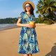 thumbnail image 4 of Easygdp Hawaiian Style para Vestido Transpirable de Mujer, Vestido Suelto de Manga Corta con Pliegues y Bolsillos para el Verano, 4 of 6