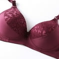 thumbnail image 4 of YWDJ Bras for Women Plus Size Closure in Back Bras No Underwire Sleep Bras Adjustable Straps Half Cup Push up Hollow Comfy Bras Padded Plus Size Comfort Bras Wrap Lounge Bras Wine 2XL, 4 of 7