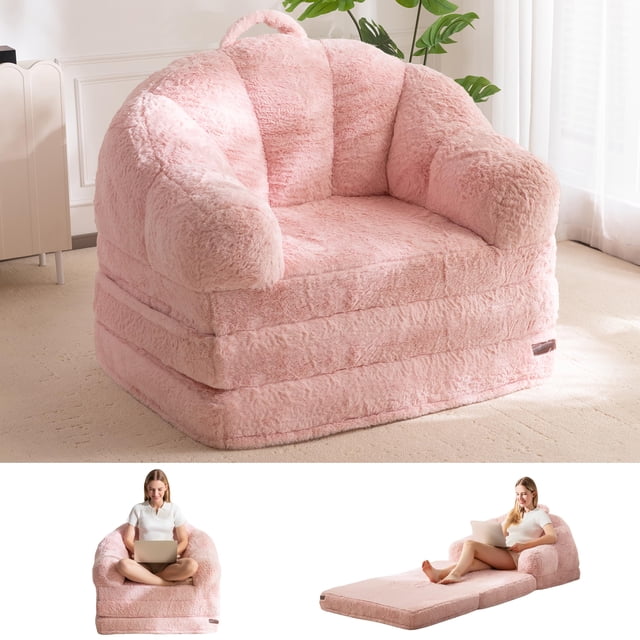 Sofá cama MAXYOYO plegable 2 en 1, convertible, de piel sintética, rosa