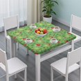 thumbnail image 3 of Red Mushroom Frog Green Pattern Square Fitted Tablecloth with Elastic Edge,Square Table Cover,Washable Elastic Table Cover for Home Kitchen Party Decor 34"x34", 3 of 6