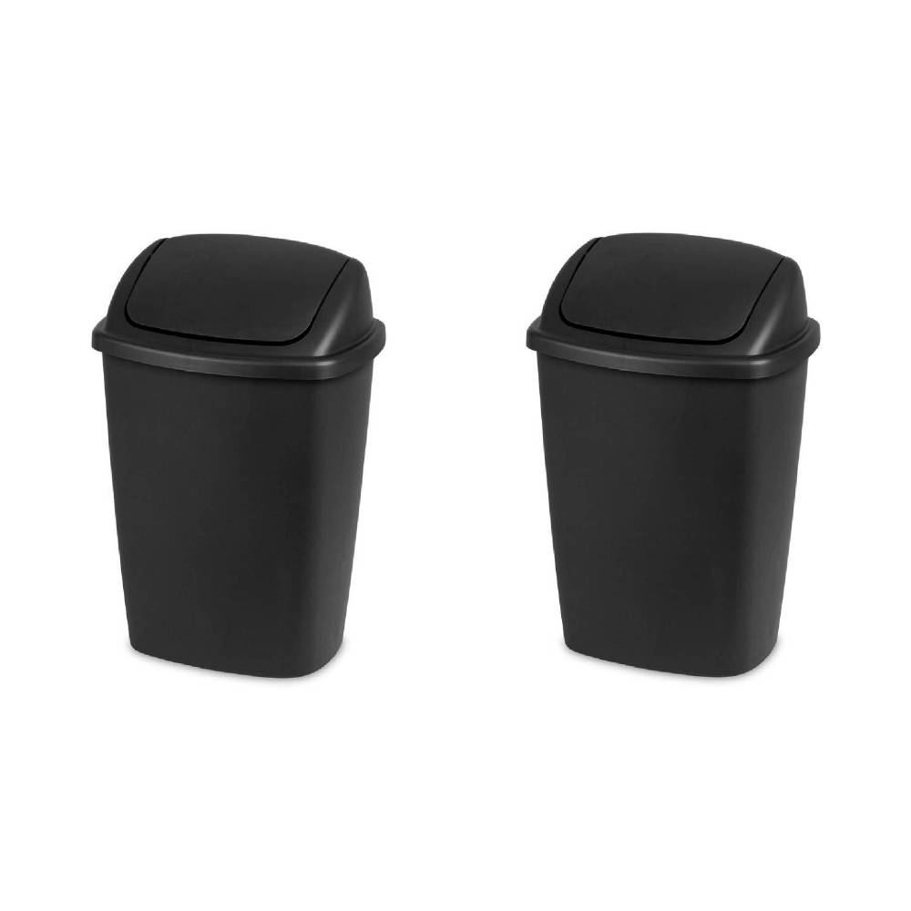 Sterilite 1068 Trash Can 7.5 Gallon SwingTop Wastebasket Plastic Black