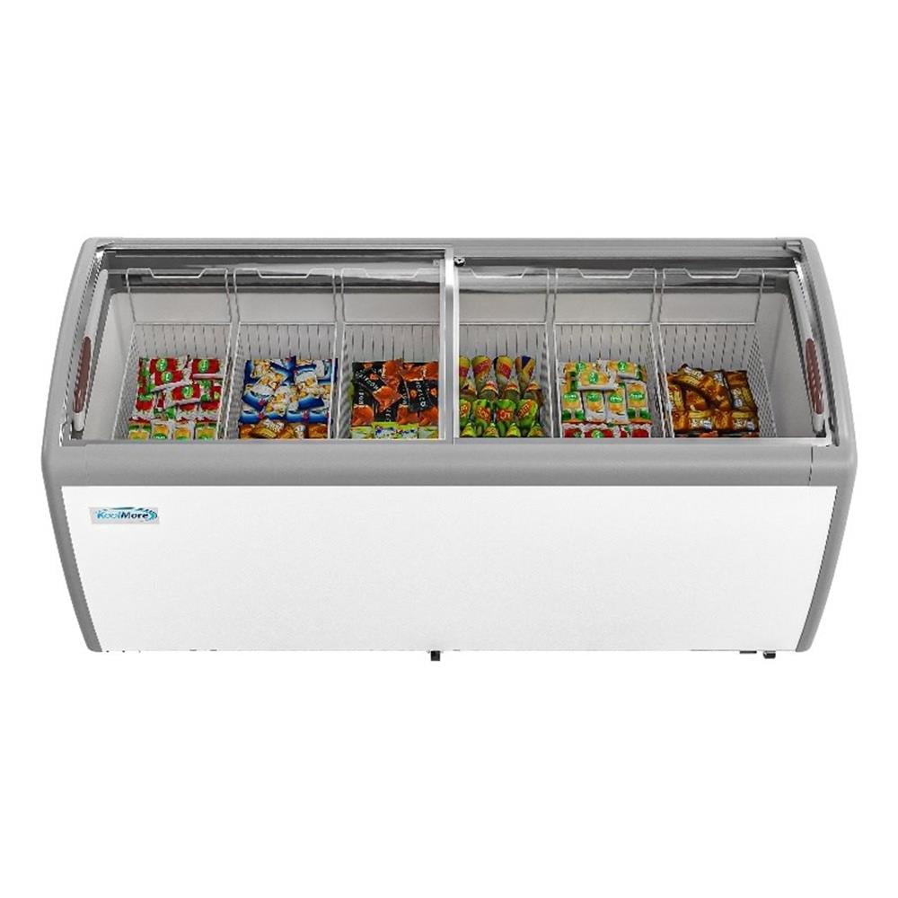Pemberly Row 71" Stainless Steel Commercial Ice Cream Display Freezer in White