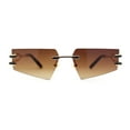 thumbnail image 2 of Luxurious Rimless Geometric Metal Frame Designer Style Sunglasses Gold Brown, 2 of 4