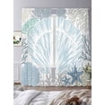 thumbnail image 3 of Oceans Shell Sheer Curtains 2 Panels Set Coastal Blue Corals Starfish Abstract Marine Life Sheer Window Curtains Light Filtering Rod Pocket Voile Drapes for Bedroom Living Room 52"X84", 3 of 8