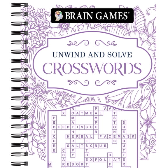 Brain Games Brain Games - Unwind and Solve: Crosswords, (Spiral-Bound)
