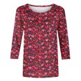 thumbnail image 4 of Penkiiy T-Shirt de la Saint-Valentin pour Femmes Manches 3/4 Col Rond Mignon Cœurs d'Amour Graphiques Décontractés Mode Hauts Blouse m Multicolore, 4 of 5