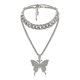 thumbnail image 1 of Conjunto de collar de eslabones cubanos de mariposa: cadena de collar de hip hop para mujer con diamantes de imitación brillantes, accesorio de moda para amantes del hip hop, 1 of 1