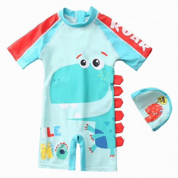NOLDARES Cute Baby Boy Swimsuit Long Sleeve/Short Sleeved One Piece Bathing Suit Summer Infant Surfing Suit(Mint Green,1-2 Years)