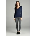 thumbnail image 3 of Emmalise Women's Casual Basic V-Neck Tshirt Long Sleeves Tee Top - Junior and Plus Sizes, 3 of 5