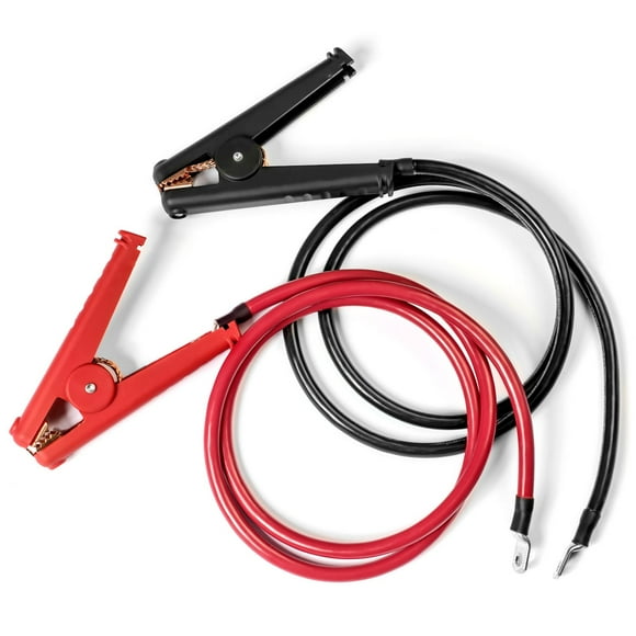 Spartan Power Made in The USA Preassembled 4 Foot 1/0 AWG 0 Gauge Alligator Clamp Battery Cable Set with 5/16" Ring Terminals